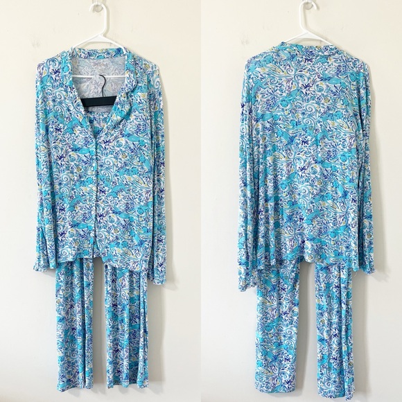 Lilly Pulitzer Melon Fig Tint Monkey Sea Knit Pajama Set Size XL - Picture 2 of 11